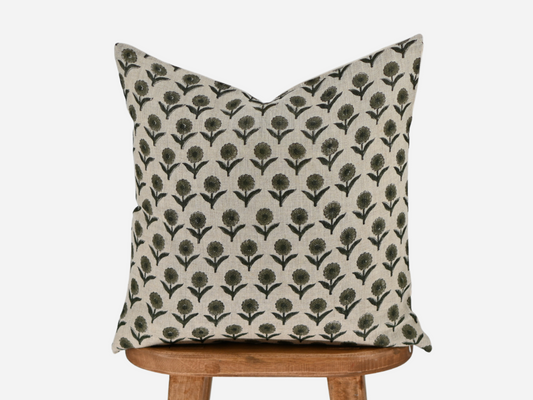 Azure Block Print Pillow Cover
