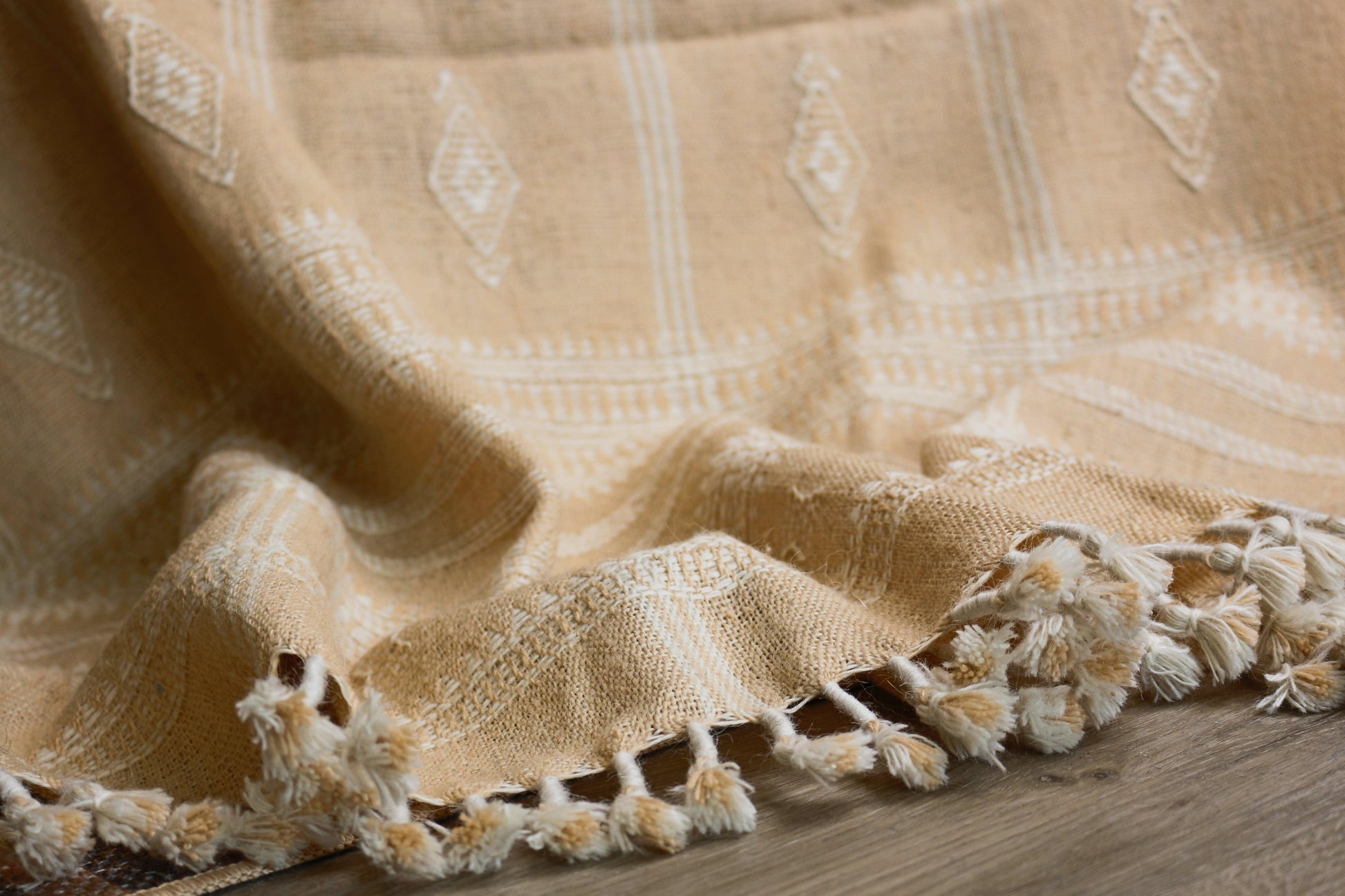 Handwoven Vintage Bhujodi Bed Throw - Rustic - 40 X 90 - Maple Village Lane