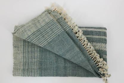 Handwoven Vintage Bhujodi Throw - Washed Blue - 40" X 90" - Maple Village Lane