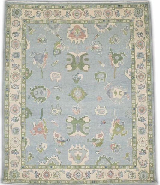 Oriental Diaphanous Hand Knotted Oushak Rug - Maple Village Lane