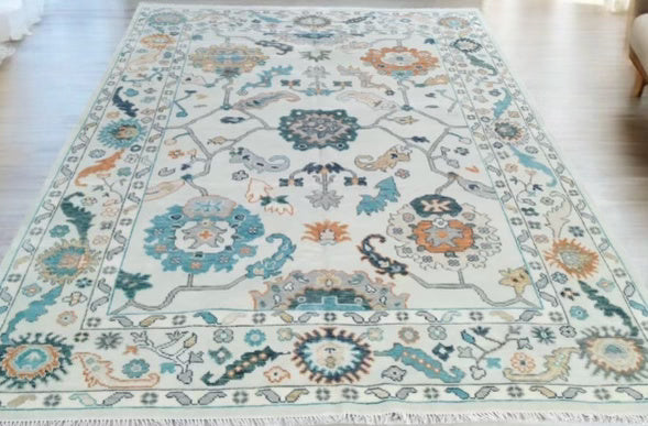 Oriental Iridescent Hand Knotted Oushak Rug - Maple Village Lane