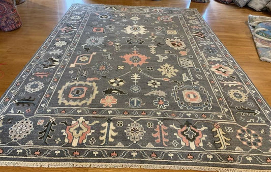 Oriental Luminous Hand Knotted Oushak Rug - Maple Village Lane