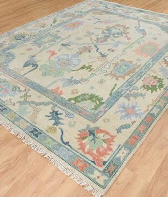 Oriental Resplendent Hand Knotted Oushak Rug - Maple Village Lane