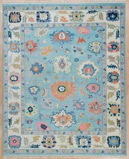 Oriental Opulent Hand Knotted Oushak Rug - Maple Village Lane