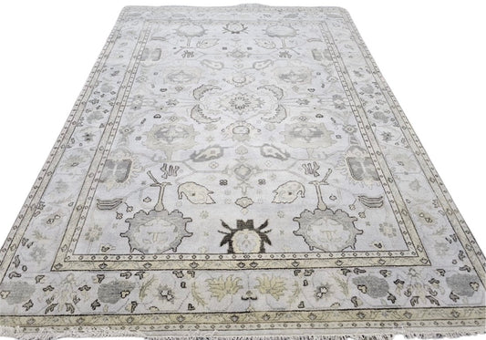 Modern Desert Hand Knotted Oushak Rug