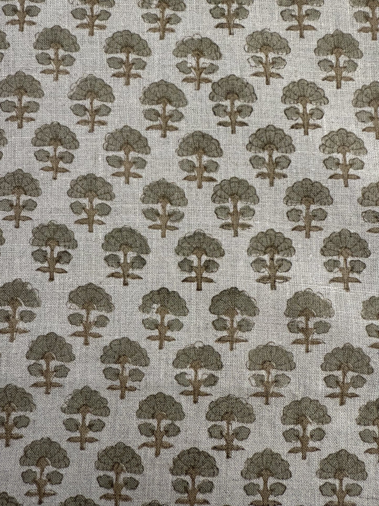 Sage Linen Block Print Fabric