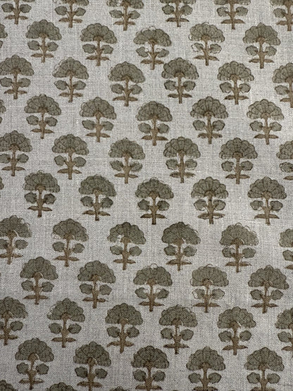 Sage Linen Block Print Fabric