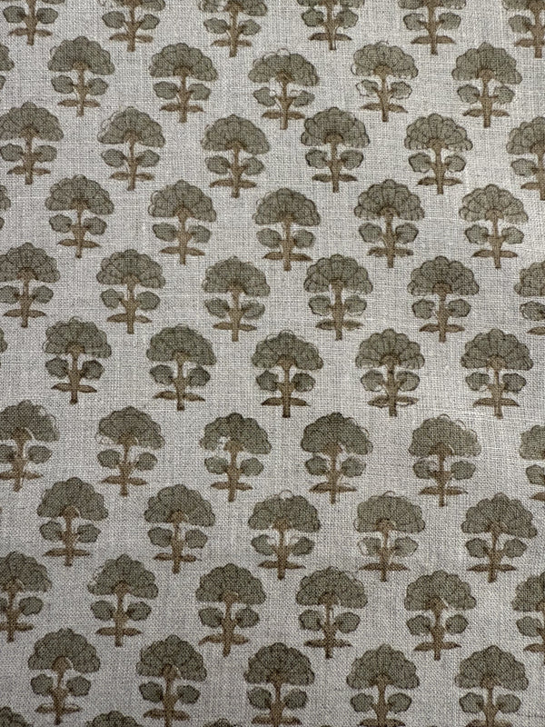 Sage Linen Block Print Fabric