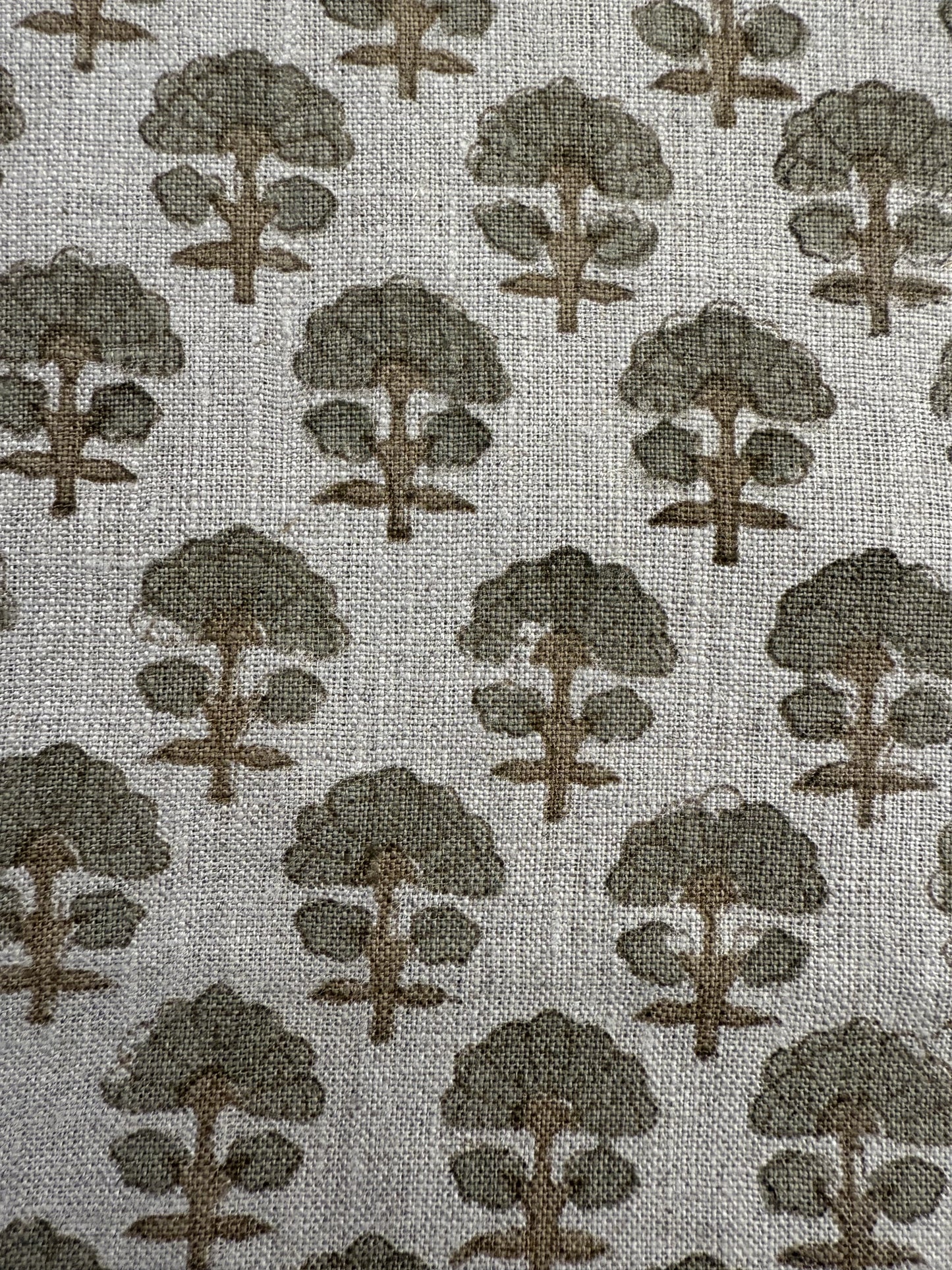 Sage Linen Block Print Fabric