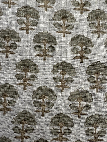 Sage Linen Block Print Fabric