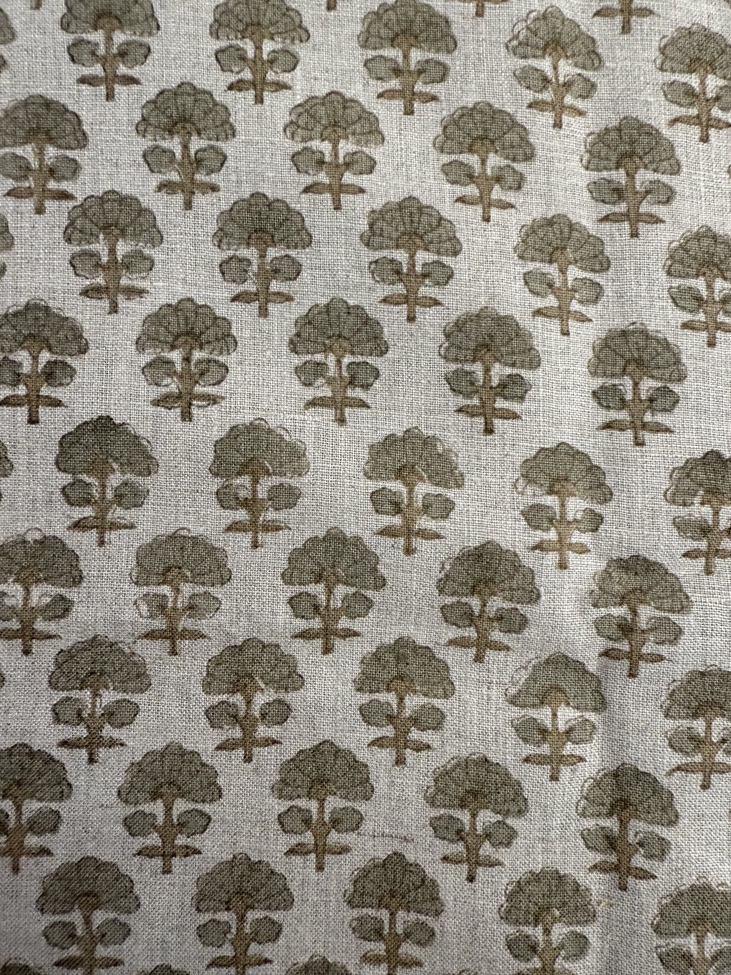 Sage Linen Block Print Fabric