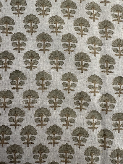 Sage Linen Block Print Fabric