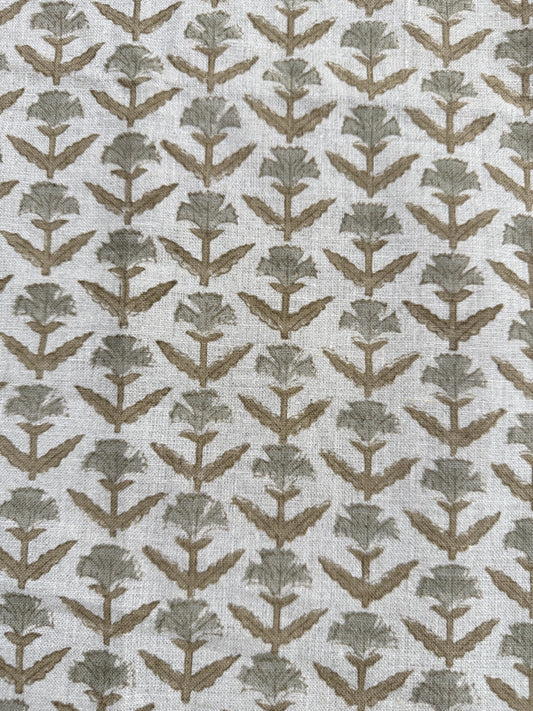 Bruce Block Print Handloom Linen Fabric