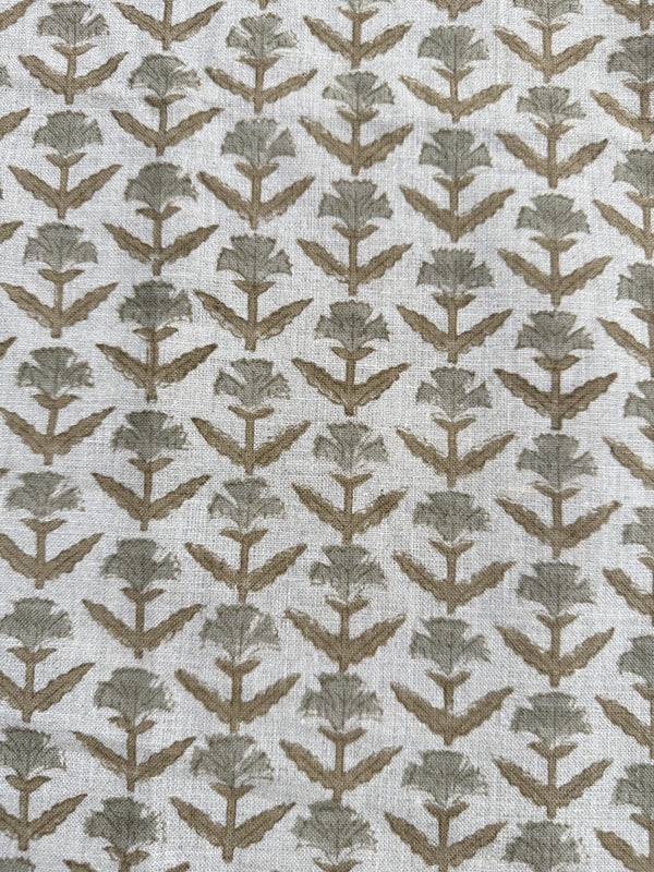 Bruce Block Print Handloom Linen Fabric
