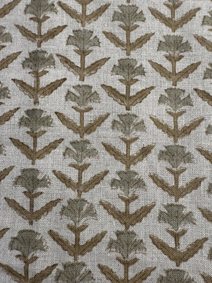 Bruce Block Print Handloom Linen Fabric