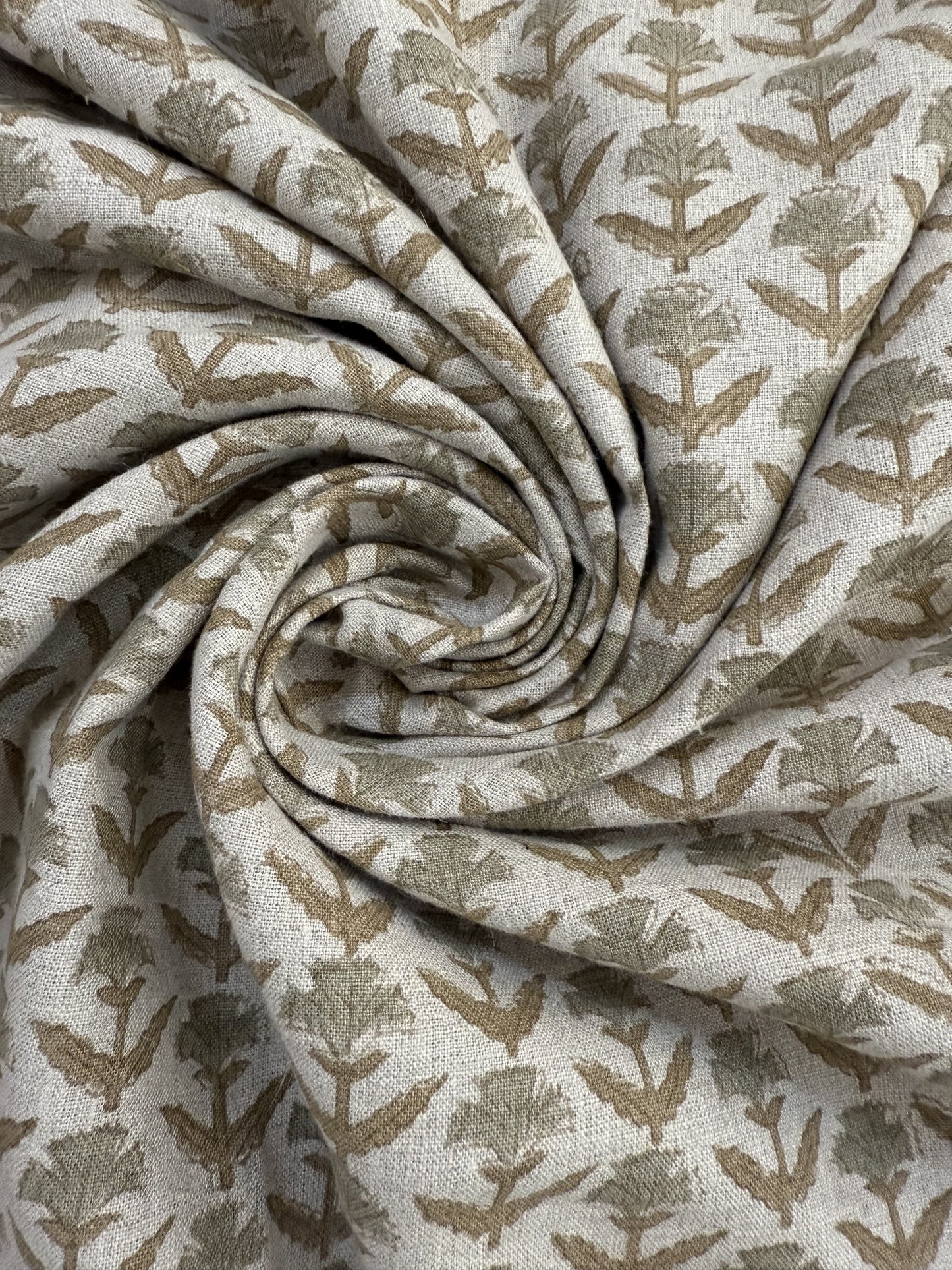 Bruce Block Print Handloom Linen Fabric