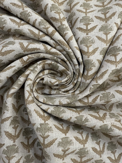 Bruce Block Print Handloom Linen Fabric
