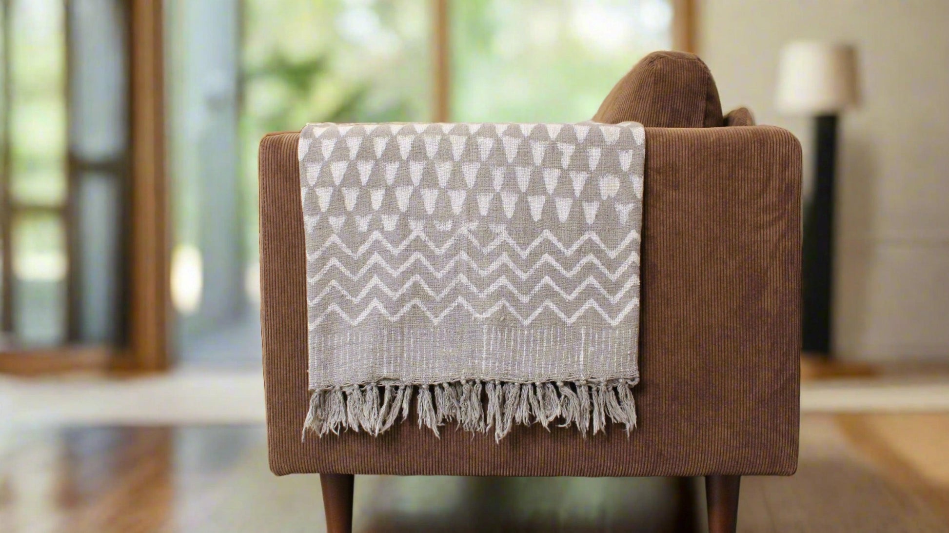 Jonathan Block Print Throw Blanket with Tassels - Maple Village Lane