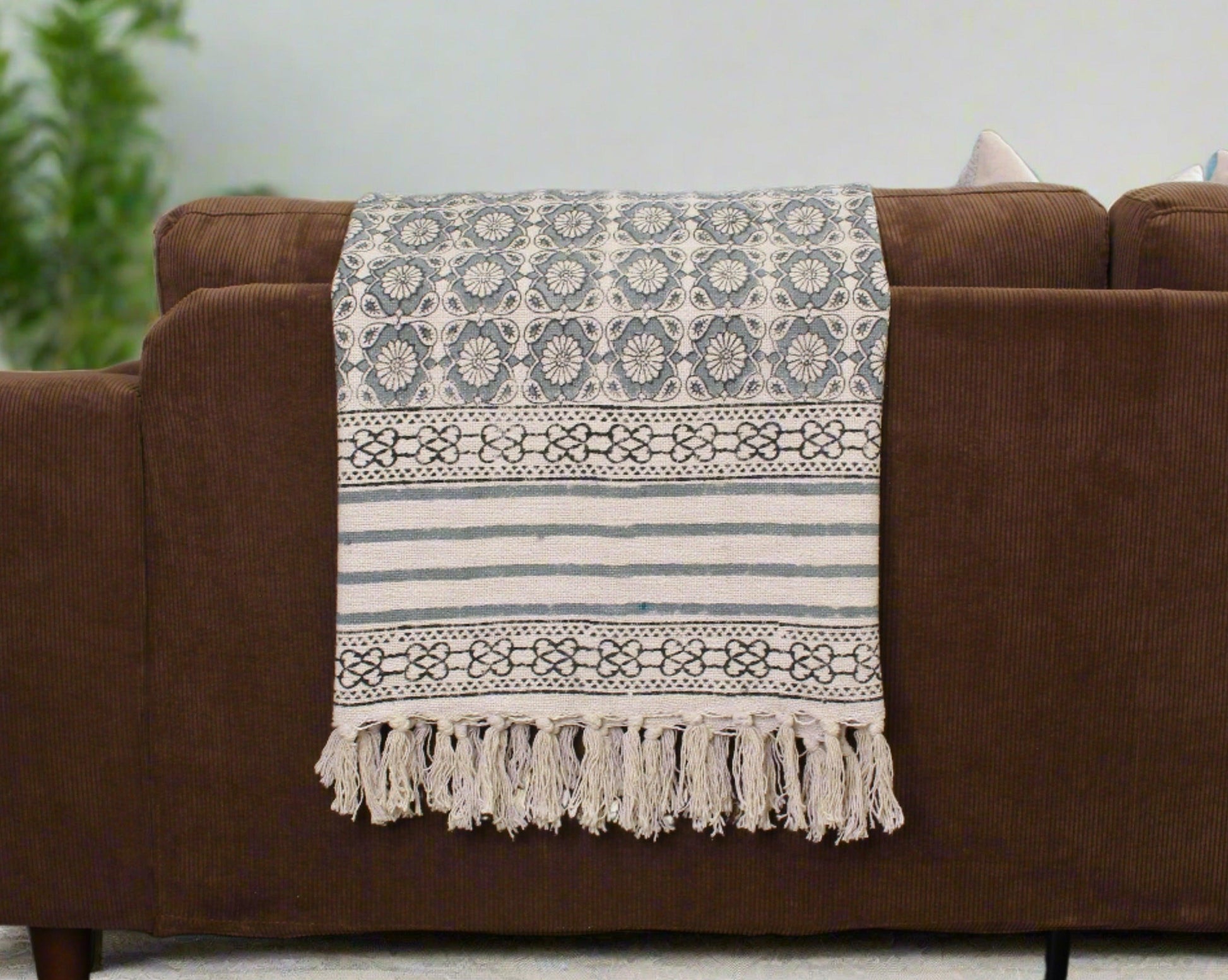 Jada Block Print Throw Blanket - Maple Village Lane