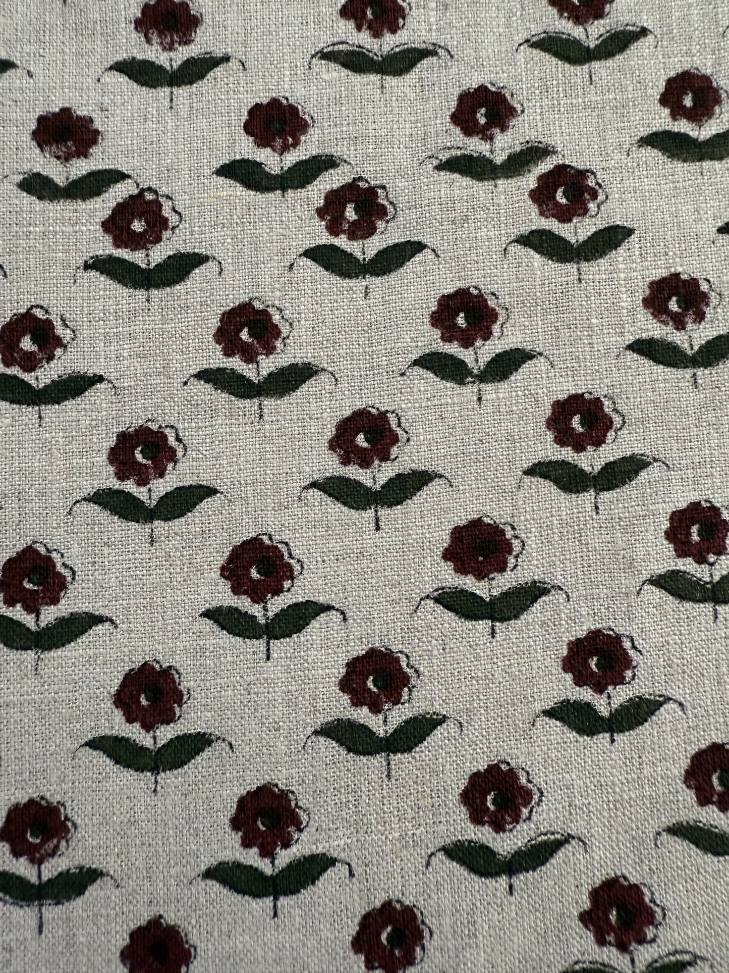 Zinni Handloom Block Print Linen Fabric
