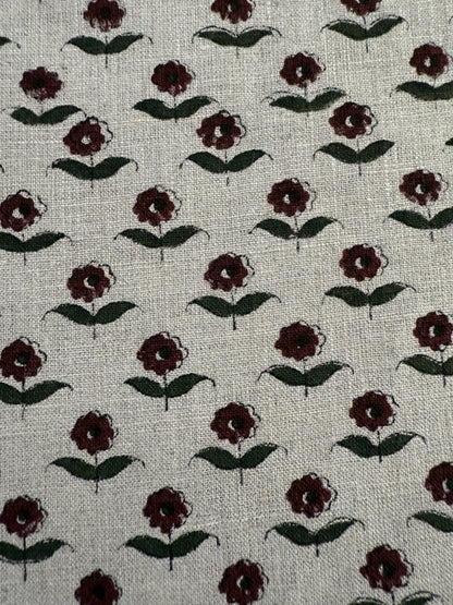 Zinni Handloom Block Print Linen Fabric
