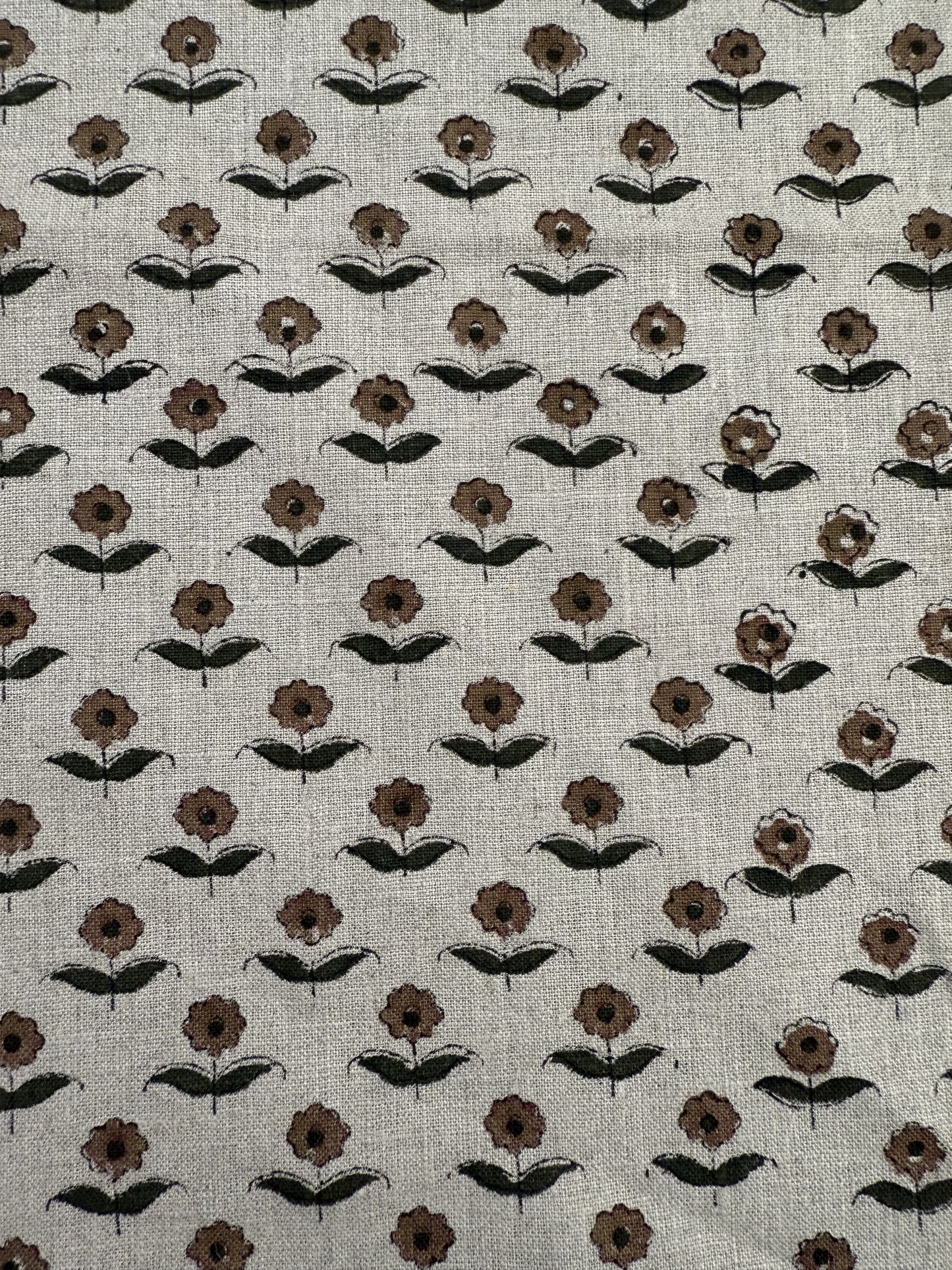 Zinni Handloom Block Print Linen Fabric
