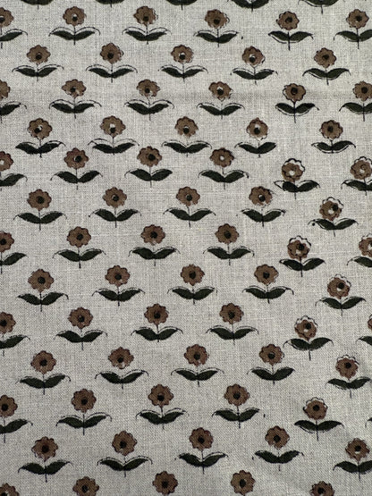 Zinni Handloom Block Print Linen Fabric