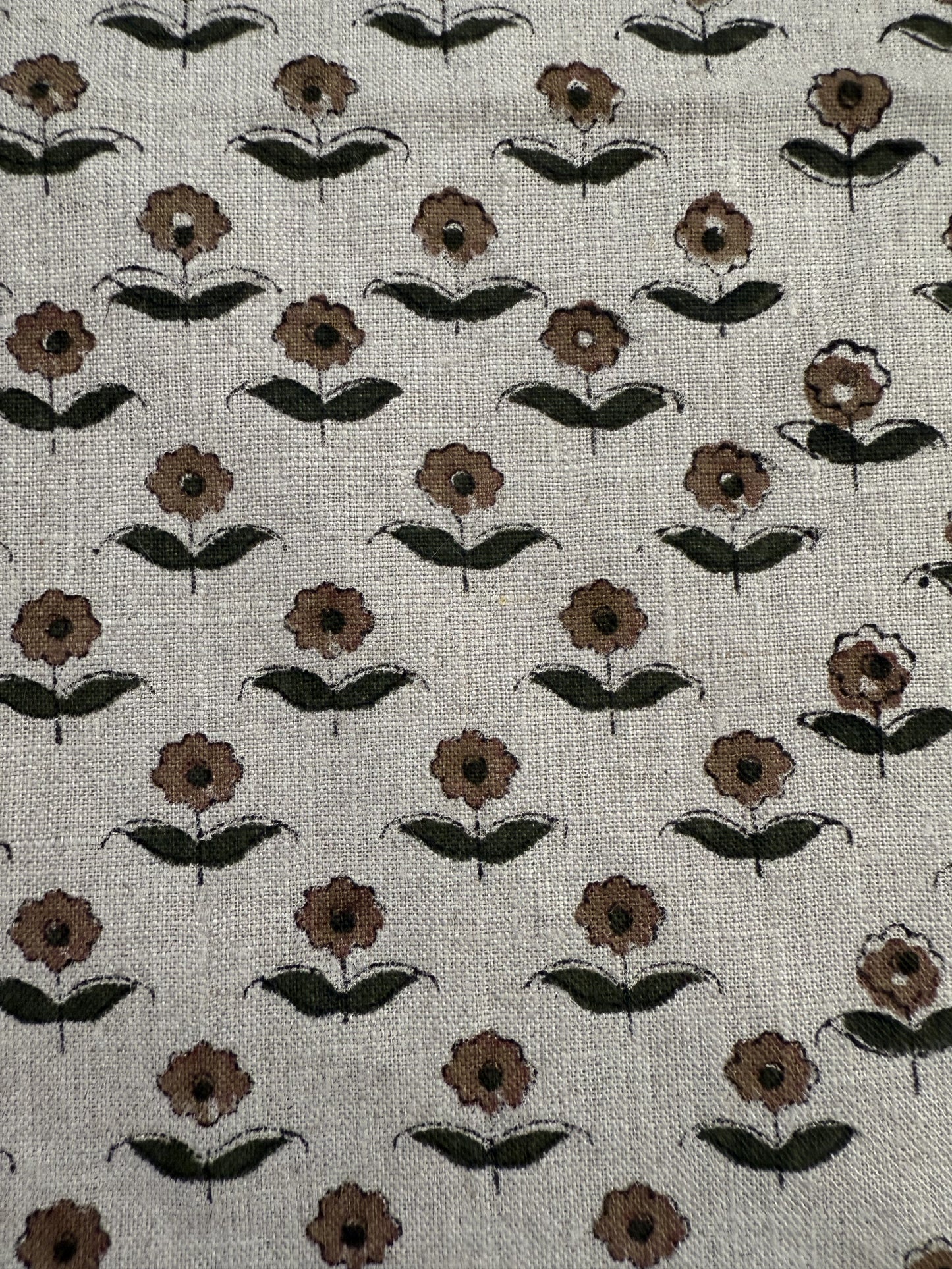Zinni Handloom Block Print Linen Fabric
