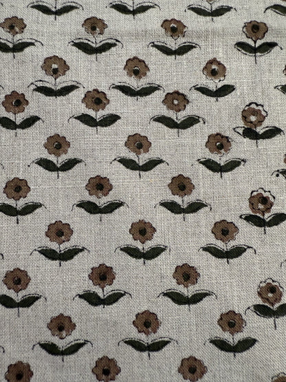 Zinni Handloom Block Print Linen Fabric