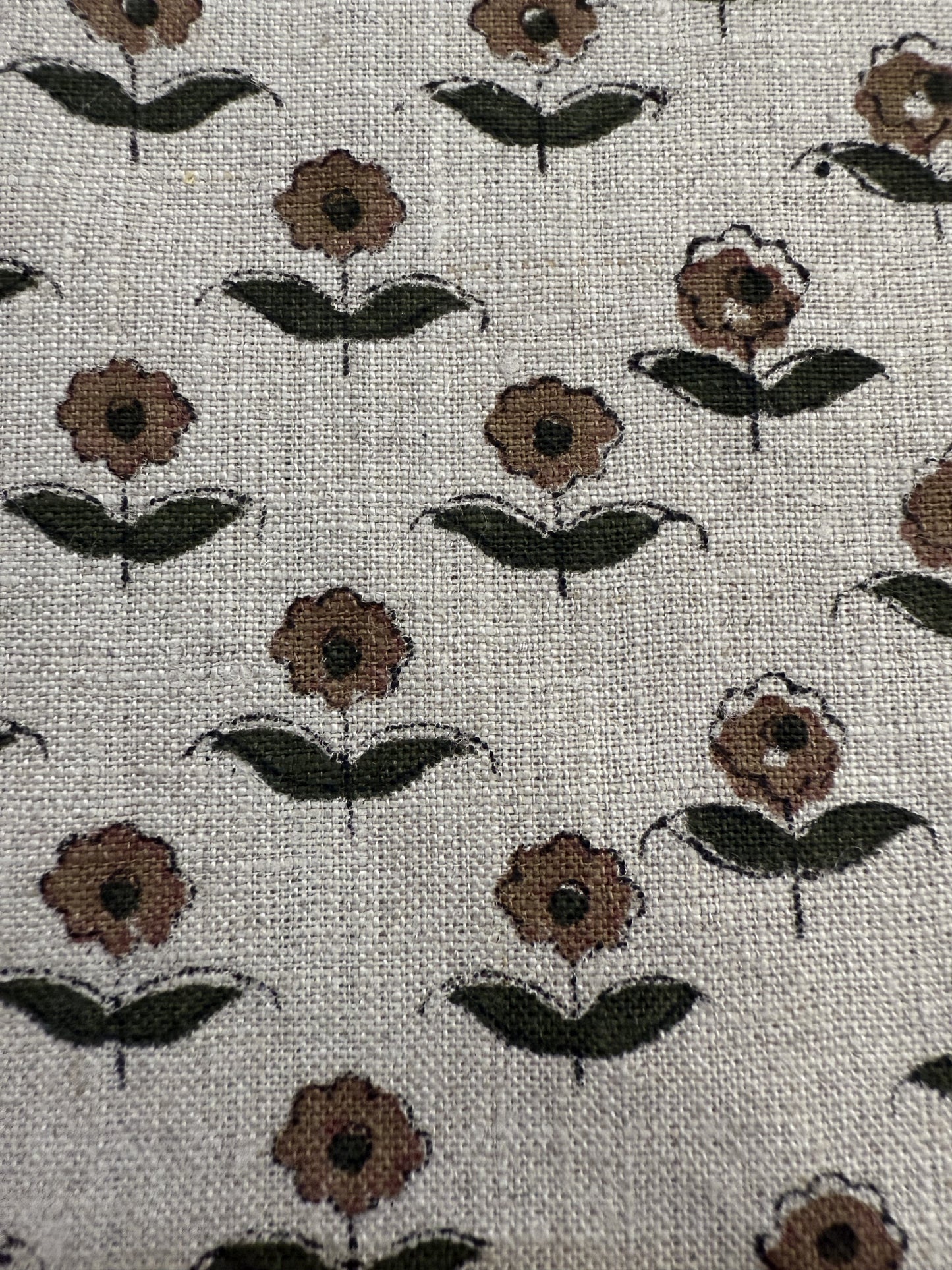 Zinni Handloom Block Print Linen Fabric