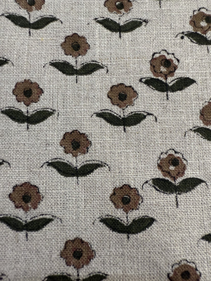 Zinni Handloom Block Print Linen Fabric