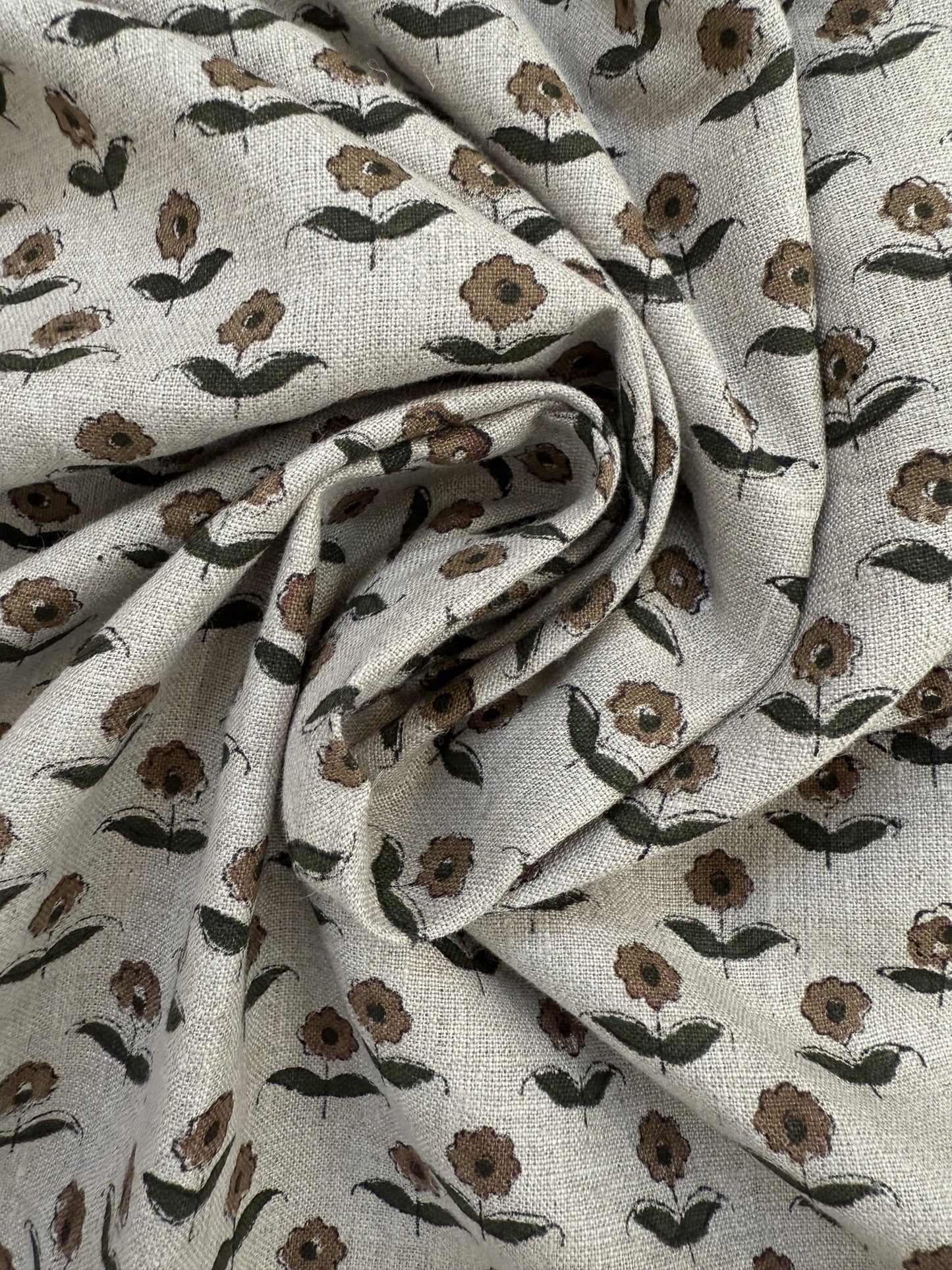 Zinni Handloom Block Print Linen Fabric
