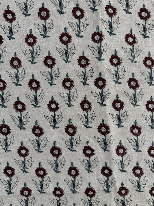 Mae Block Printed Linen Fabric
