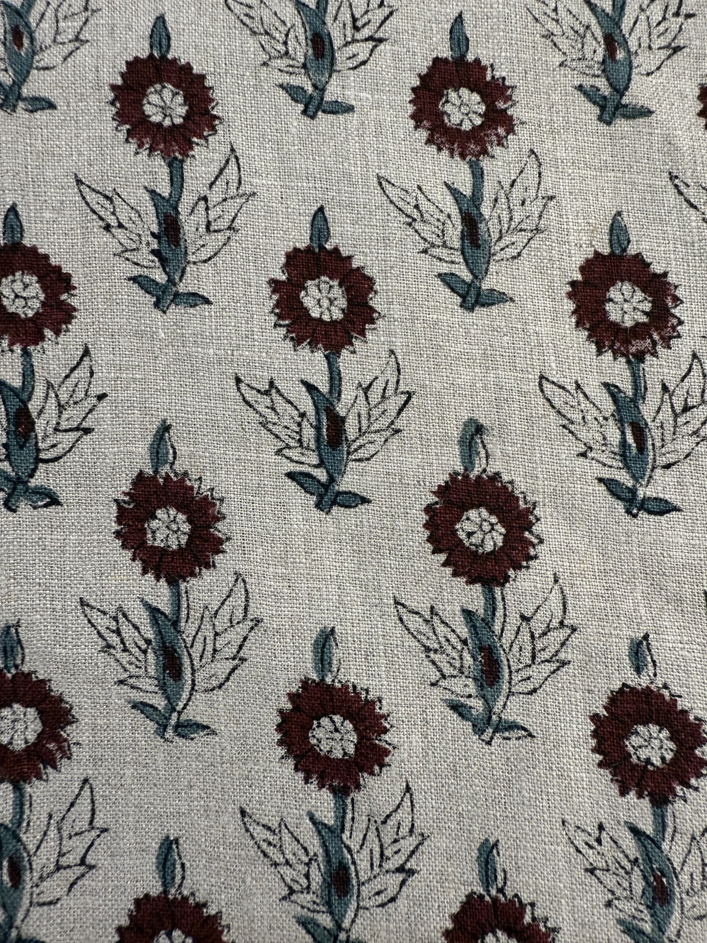 Mae Block Printed Linen Fabric