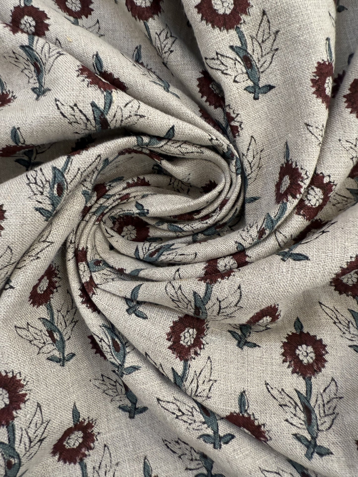 Mae Block Printed Linen Fabric