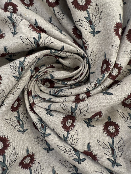 Mae Block Printed Linen Fabric