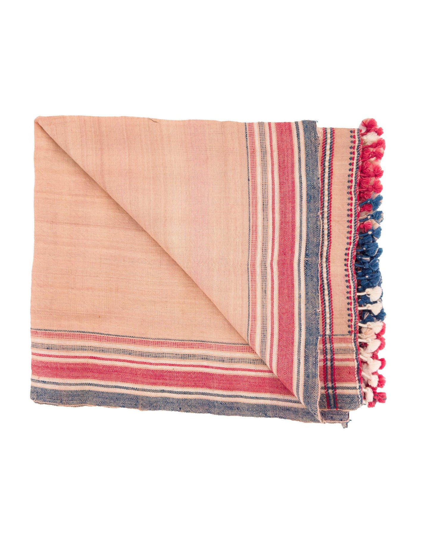 Handwoven Vintage Bhujodi Bed Throw - Salmon - 40 x 90 - Maple Village Lane