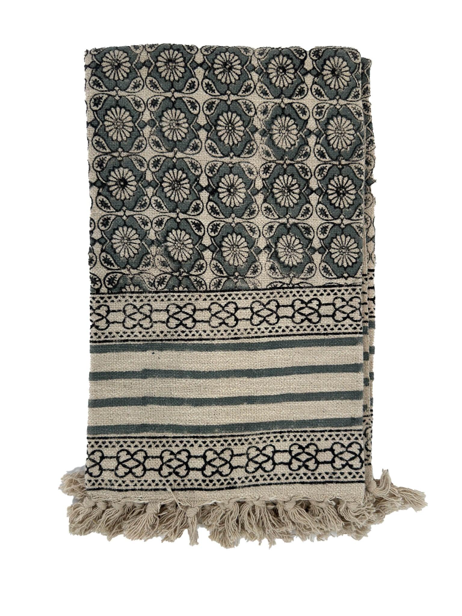 Jada Block Print Throw Blanket - Maple Village Lane