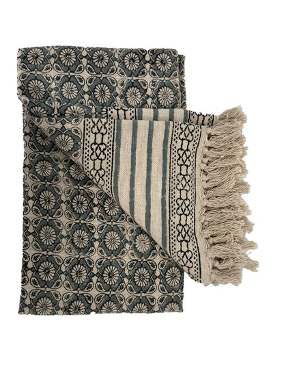 Jada Block Print Throw Blanket - Maple Village Lane