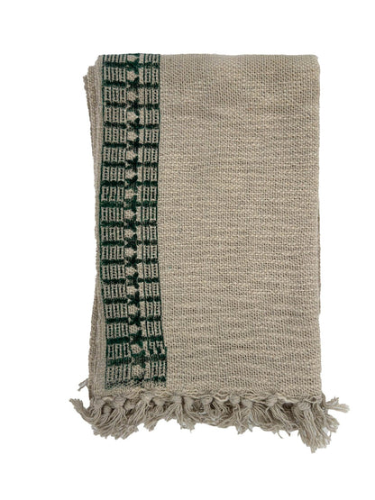 Ellie Block Print Neutral Throw Blanket - Maple Village Lane