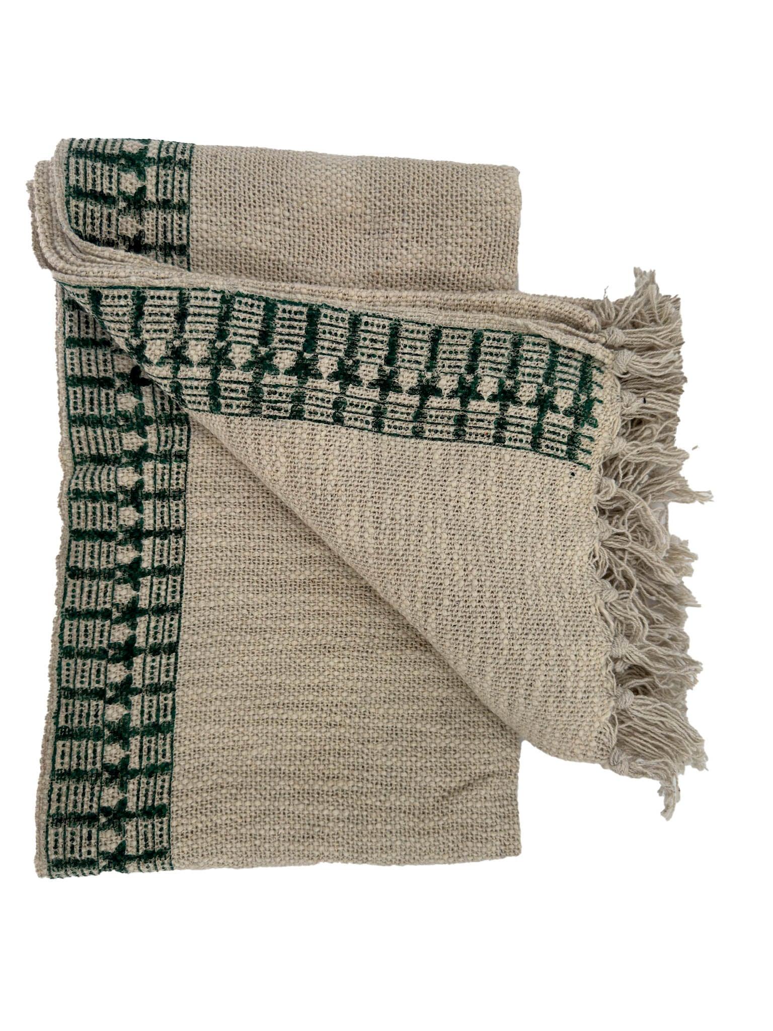 Ellie Block Print Neutral Throw Blanket - Maple Village Lane