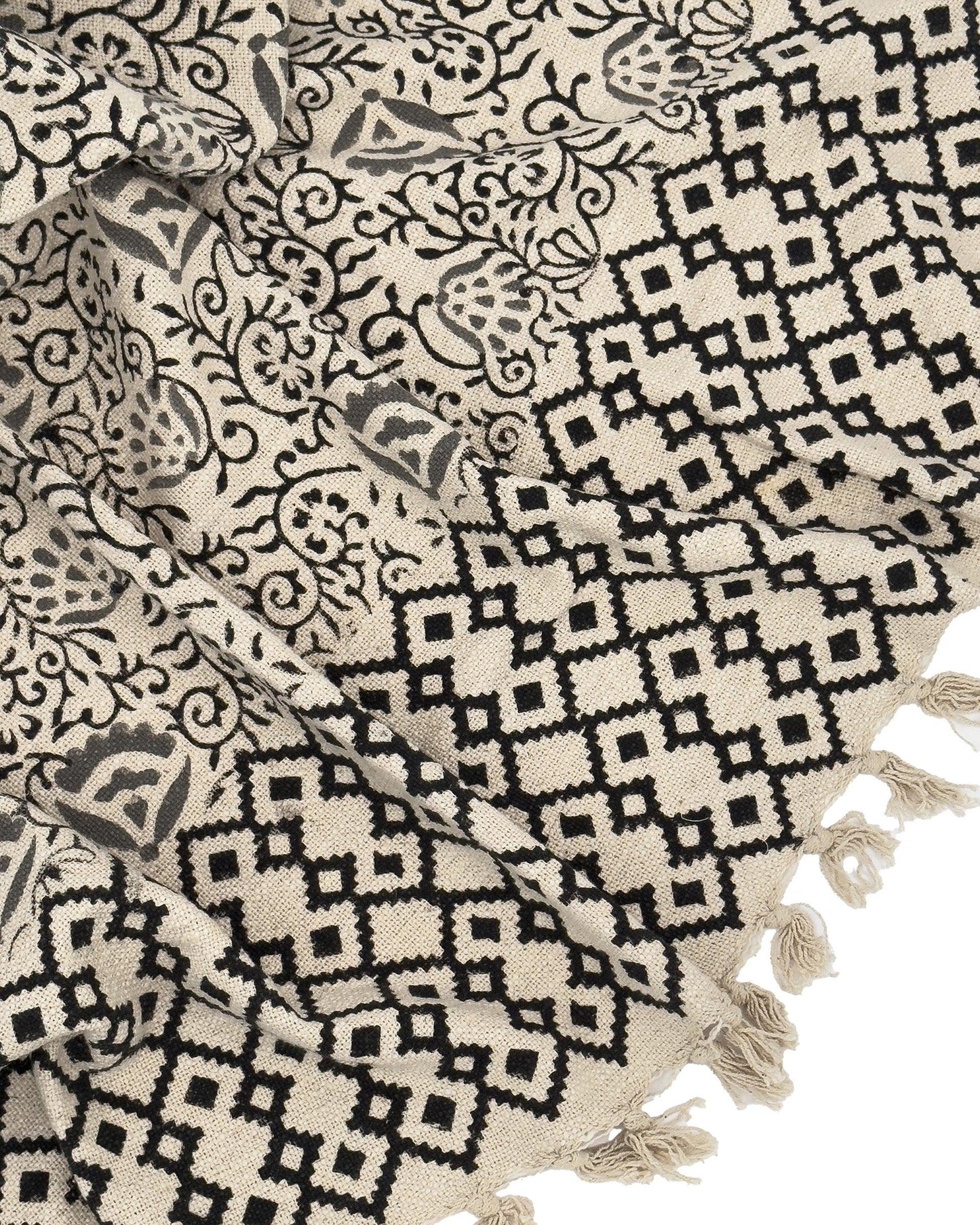 Aaron Monochrome Block Print Throw - Maple Village Lane