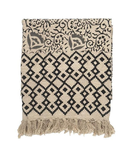 Aaron Monochrome Block Print Throw - Maple Village Lane