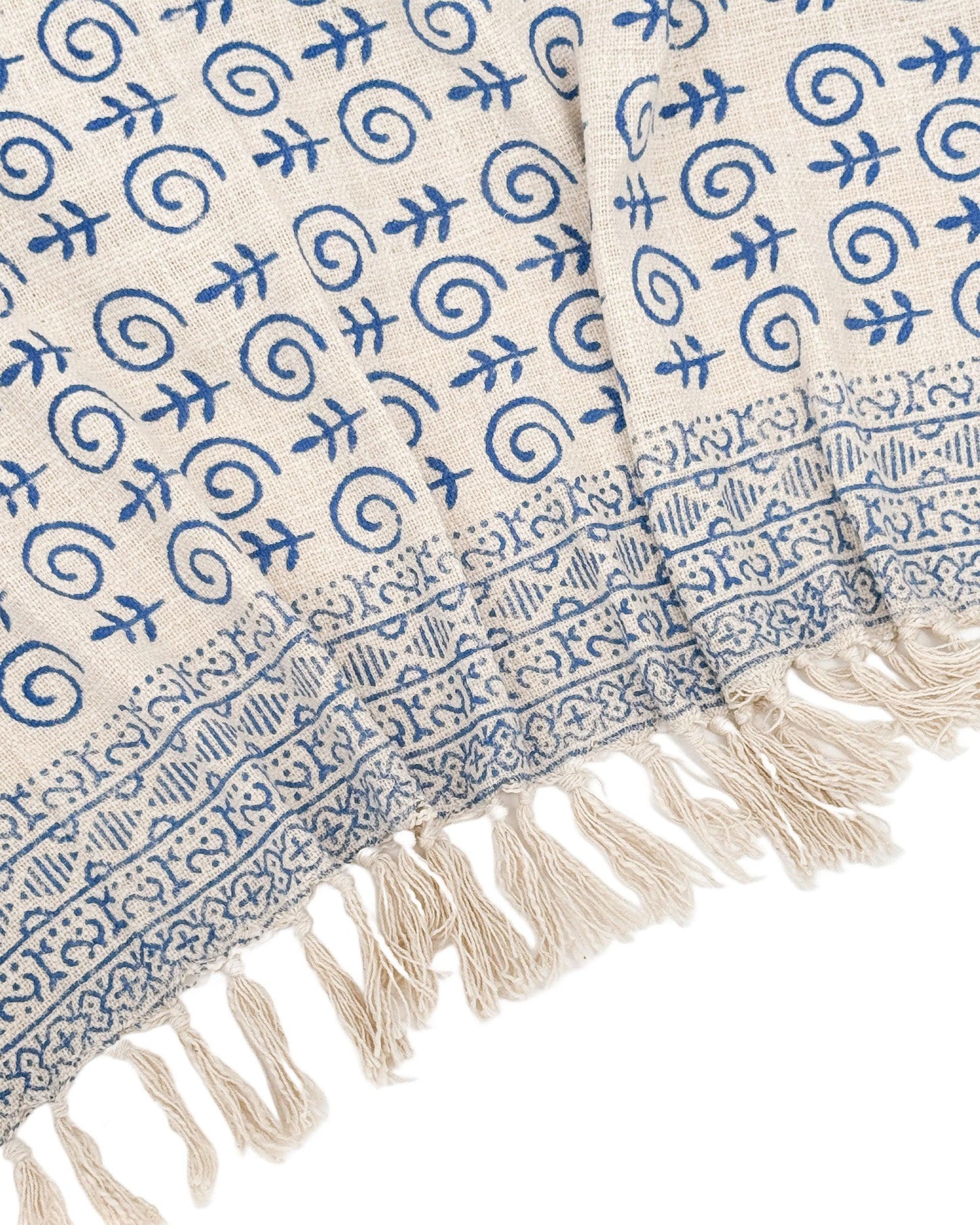 Indigo Fishy Block Print Throw Blanket - Maple Village Lane