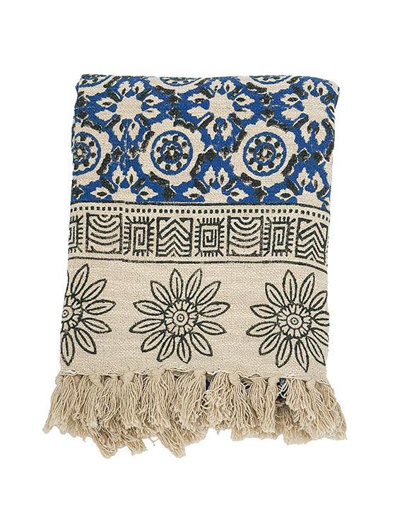 Erin Block Print Throw Blanket - Maple Village Lane