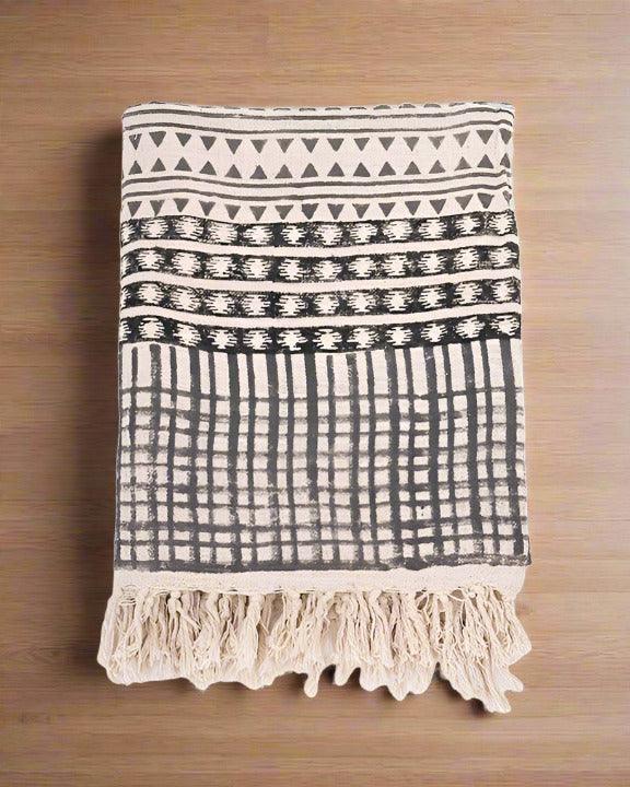 Evangeline Block Print Throw Blanket - Maple Village Lane