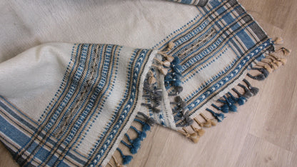 Handwoven Vintage Bhujodi Bed Throw - Seaside - 40 x 90 - Maple Village Lane