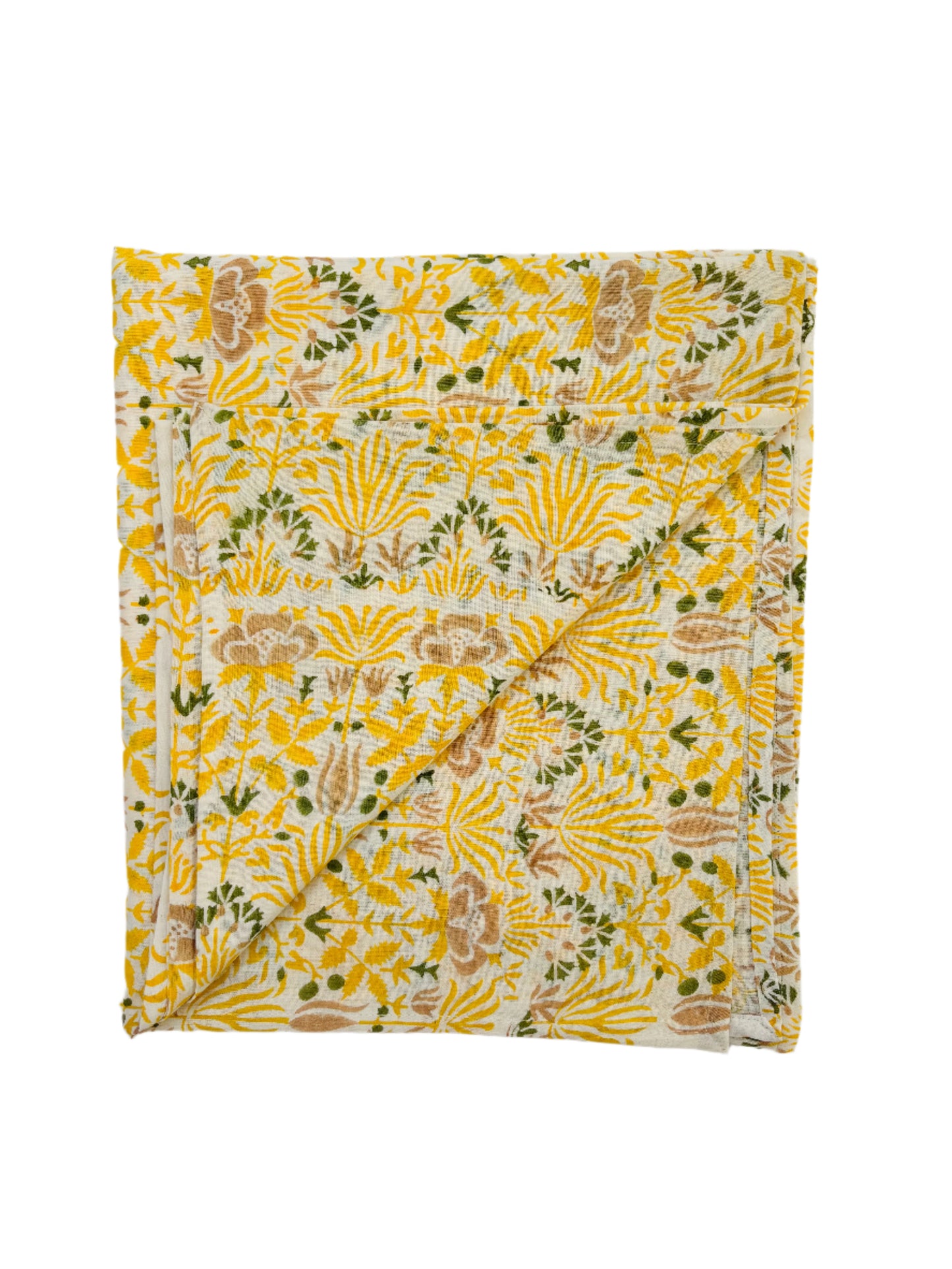 Citrine Floral Block Print Tablecloth