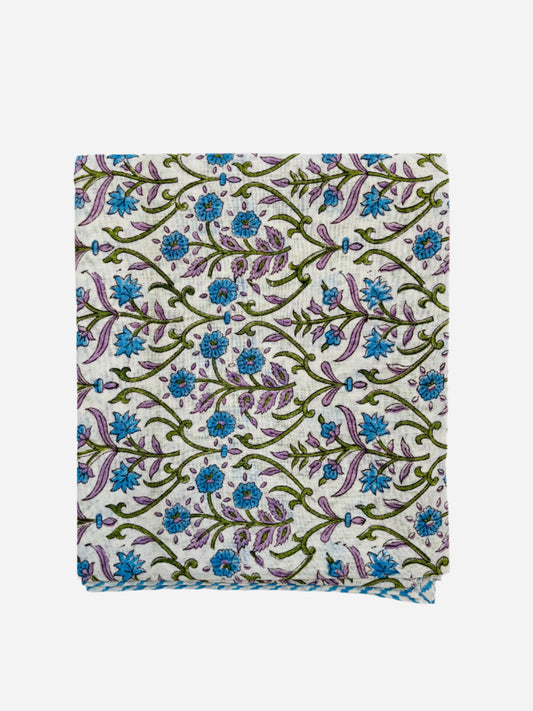 Bianca Floral Block Print Tablecloth