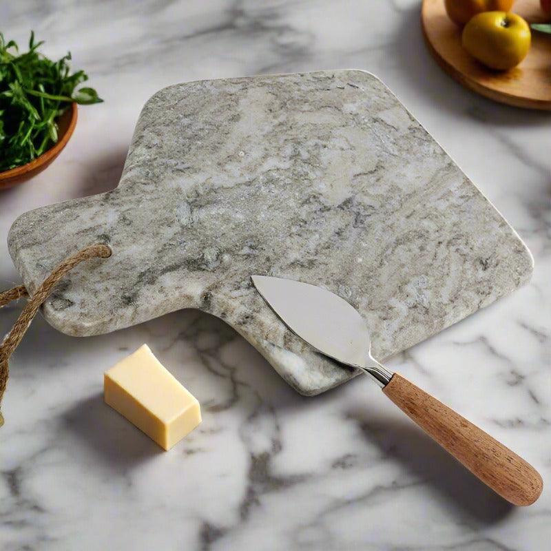 Marble Cheese Board & Stainless Steel Knife Set - Maple Village Lane